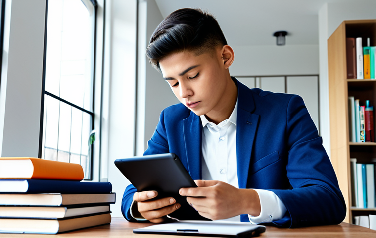 **

A student fully clothed and focused, utilizing a time management app on a tablet, surrounded by textbooks and study materials in a well-lit, organized workspace, appropriate attire, safe for work, perfect anatomy, natural proportions, digital illustration, professional, educational setting, family-friendly, clear image, high quality.

**