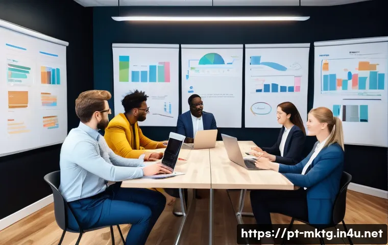 마케팅관리사와 광고 기획 업무 연관성 - **Prompt 1: Dynamic Marketing Team Brainstorming**
    A vibrant, high-angle shot of a diverse group...