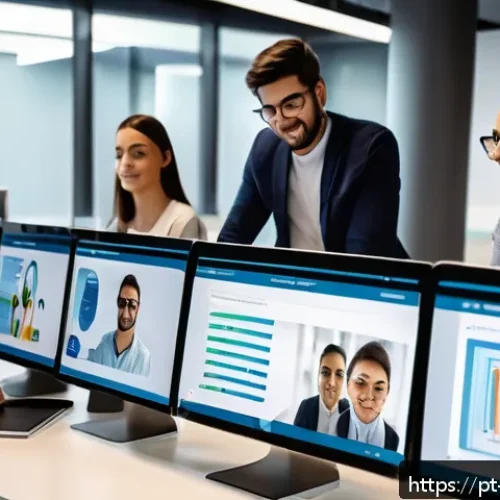 Home 33 마케팅관리사 시험에서 자주 언급되는 법령 - A professional marketing team in a modern Brazilian office environment, collaborating on a digital c...