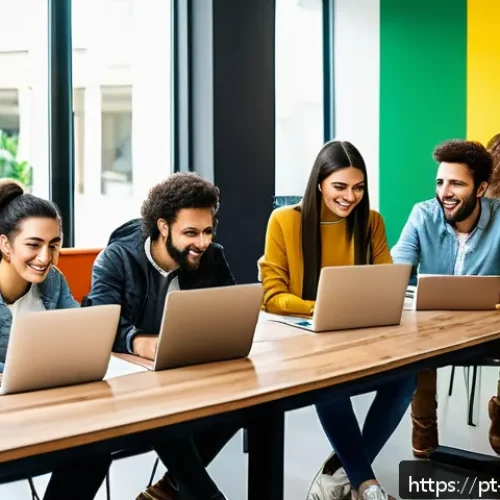 Home 30 마케팅관리사 시험 준비용 Q A 사이트 추천 - A diverse group of young Brazilian marketing students and professionals gathered in a modern co-work...