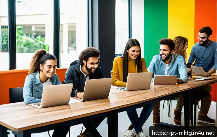 마케팅관리사 시험 준비용 Q A 사이트 추천 - A diverse group of young Brazilian marketing students and professionals gathered in a modern co-work...